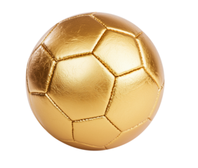 Shiny golden soccer ball, perfect for sports themes isolated on white or transparent background, png clipart, design element