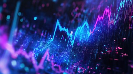 Calming blue and purple gradient digital artwork featuring market charts, stock graphs, and financial data visuals blending seamlessly.