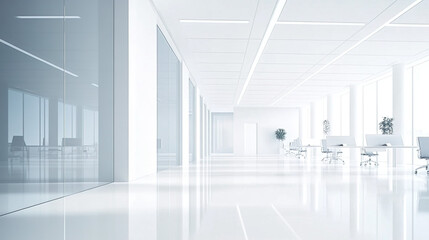Obraz premium Clean office space with white walls and floors.