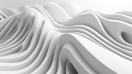 Obraz premium Monochrome abstract wave design with flowing 3D forms, ideal for banners, postcards, and book illustrations, showcasing smooth textures and depth.