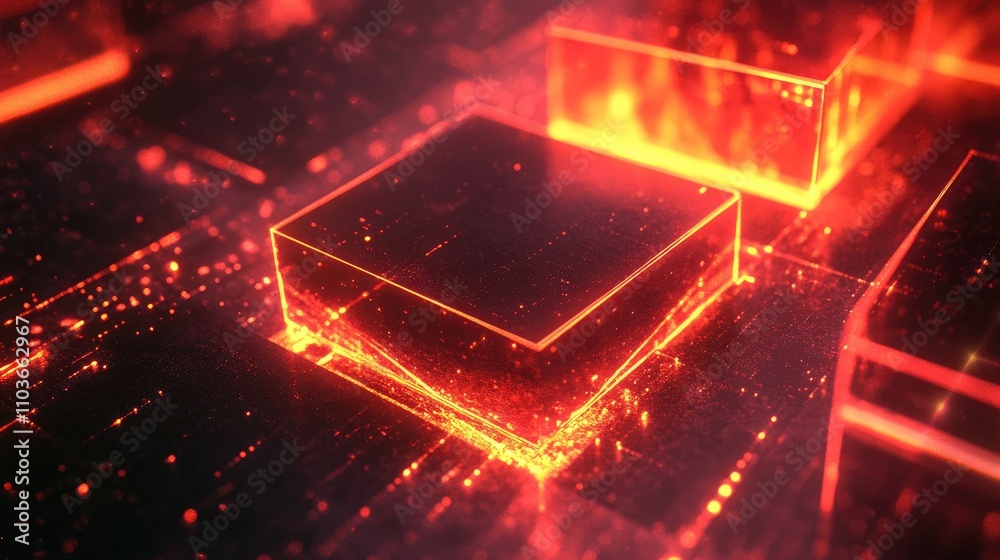 Poster futuristic 3d neon abstract background featuring glowing rectangular shapes and vibrant laser light 