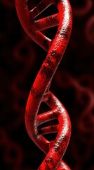 Red DNA Helix Structure on Dark Background of Genetic Research Art