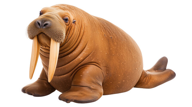 Cute Walrus Portrait isolated on white or transparent background, png clipart, design element