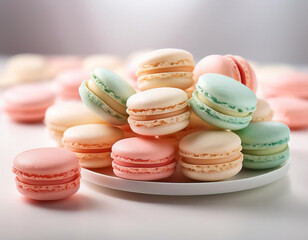 Obraz premium A plate of assorted colored macarons