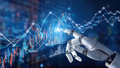 A robot is touching a graph with a finger
