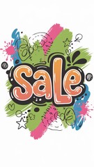 Big sale word with colorful decoration and brush strokes