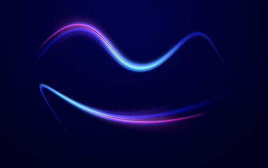 Neon stripes in the form of drill, turns and swirl. Speed of light concept background. Abstract background rotational border lines, png, effect, wave,neon,line. 