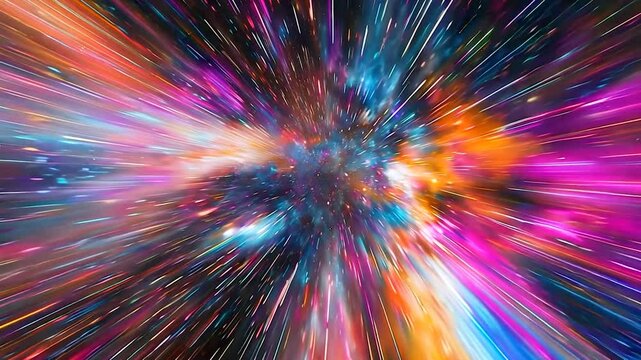 Hyperspace in galaxy, flying in space tunnel