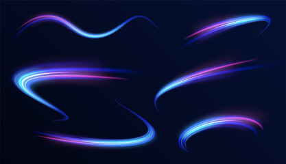 Abstract background rotational border lines, png, effect, wave,neon,line. Neon stripes in the form of drill, turns and swirl. Speed of light concept background. 