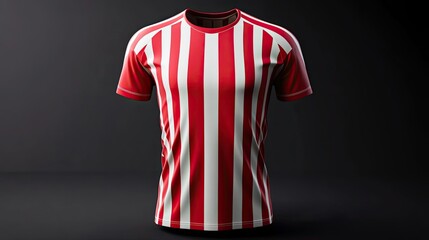 Red and white striped soccer jersey design mockup