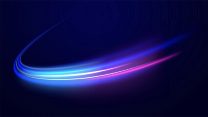 Light trail wave, fire path trace line, car lights, optic fiber and incandescence curve twirl. Big data traffic visualization, dynamic high speed, png, effect. Vector glowing lines air flow effect. 