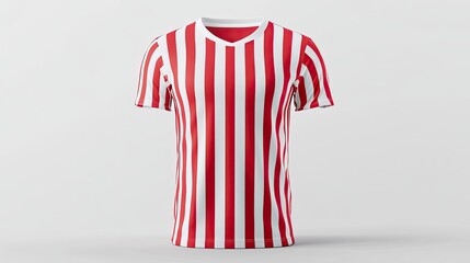 Red and White Striped Short Sleeved Shirt Mockup