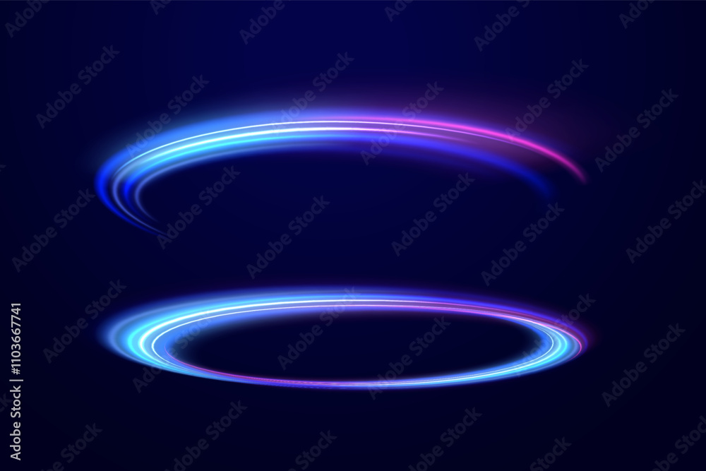 Wall mural big data traffic visualization, dynamic high speed, png, effect. vector glowing lines air flow effec