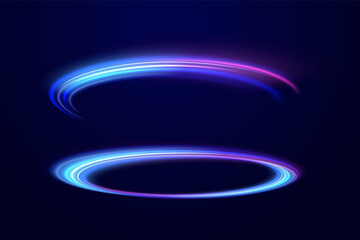 Big data traffic visualization, dynamic high speed, png, effect. Vector glowing lines air flow effect. Light trail wave, fire path trace line, car lights, optic fiber and incandescence curve twirl. 