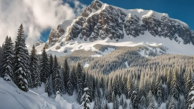 tall snowy pine trees