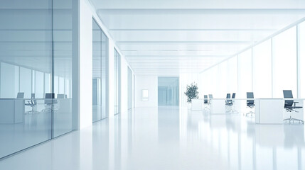 Obraz premium Clean office space with white walls and floors.