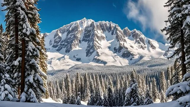 tall snowy pine trees
