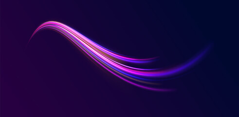  Colorful Light Trails, Long Time Exposure Motion Blur Effect. Abstract fire flare trace lens flares acceleration speed motion on night road. Acceleration speed motion on night road.