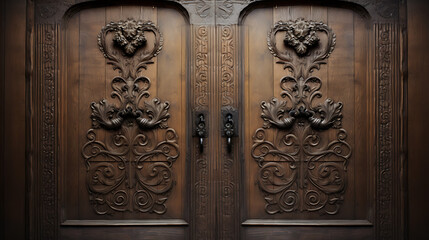 architecture art on wooden door
