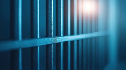 Close-Up View of Dark Metal Bars in Prison Cell with Soft Lighting