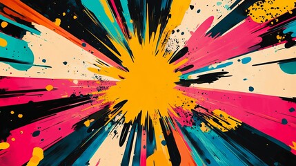 Bright Comic Explosion with Bold Lines