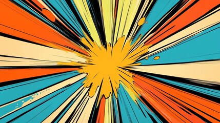 Bright Comic Explosion with Bold Lines