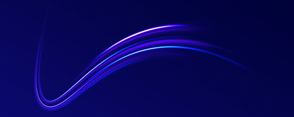 Neon stripes in the form of drill, turns and swirl. Speed of light concept background. Abstract background rotational border lines, png, effect, wave,neon,line.