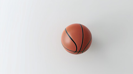 Fototapeta premium A basketball on a pure white background with sharp, detailed textures, floating slightly above the surface for a clean, minimalist look, no shadows or background distractions 