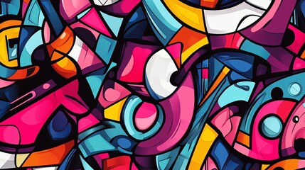 Fototapeta premium Graffiti-Style Pattern with Abstract Elements