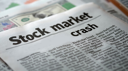Newspaper headline reporting a severe stock market crash