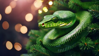 Fototapeta premium green snake on a branch