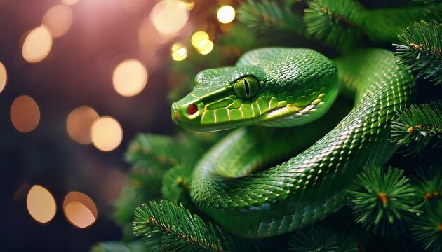 green snake on a branch