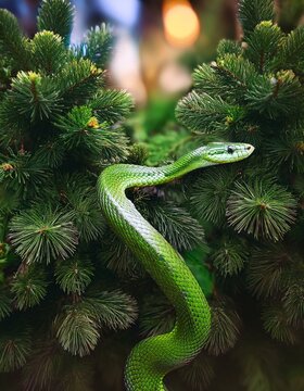 green snake on a branch