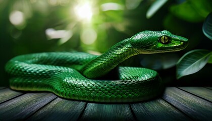 green snake on a tree