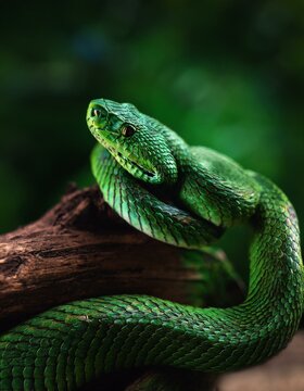 green snake on a tree