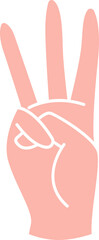 Number Three Hand Gesture Illustration
