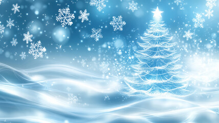 Christmas tree made of glowing lights and snowflakes