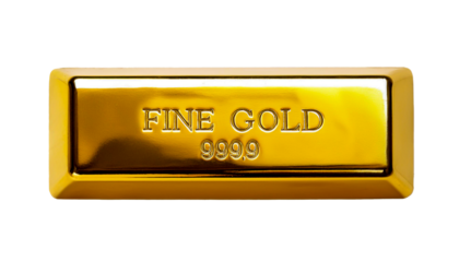 3d golden bar. Metal bar of fine gold isolated on white background