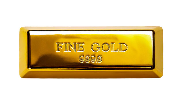 3d golden bar. Metal bar of fine gold isolated on white background