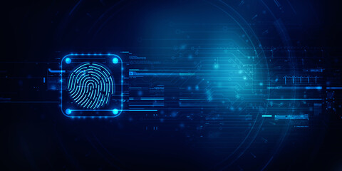 2d Illustration Fingerprint Scanning Technology Concept 