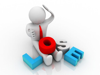 3d rendering business lose concept
