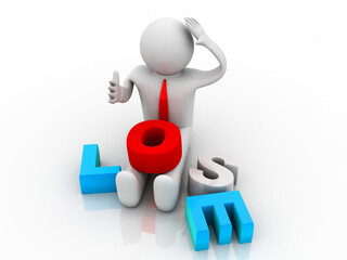 3d rendering business lose concept
