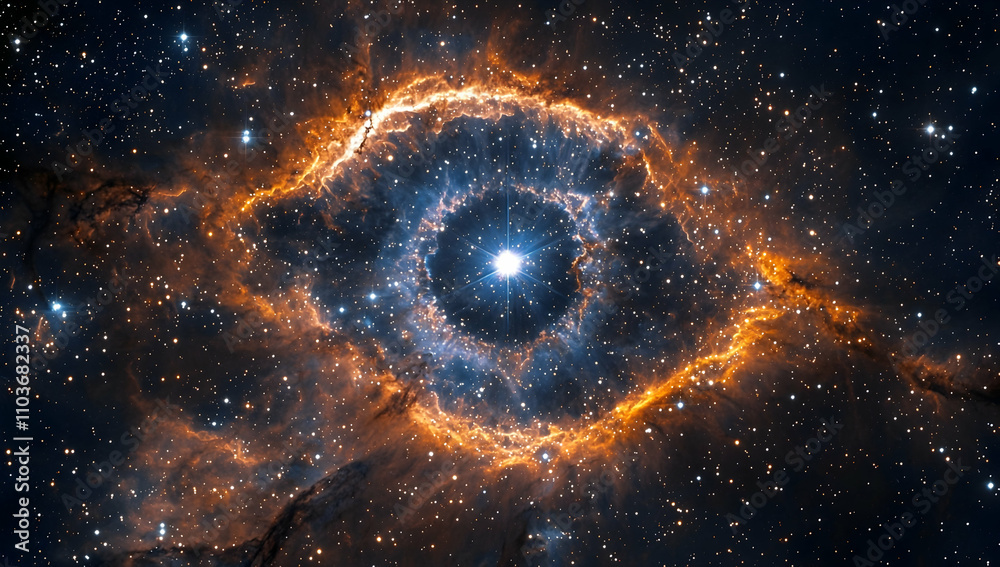 Wall mural the eye of god, a huge nebula in the shape of an eye floating among stars. the helix nebula, a doubl