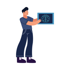 man with artificial intelligence machine learning