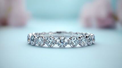 Luxurious Christmas Elegant diamond ring on a soft blue background