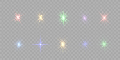 Transparent sunlight special lens flash light effect. Sun light with glare. Flash png. Vector illustration for perfect effect with sparkles. Sun rays png. 