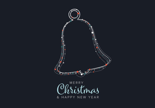 Minimalist dark Christmas flyer/card template with christmas bell shape