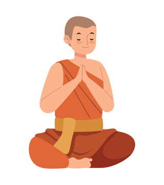 buddhism monk on the lotus position