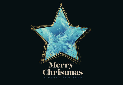 Modern trendy christmas card with christmas star shape on dark background