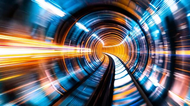 Hyperspace in galaxy, flying in space tunnel